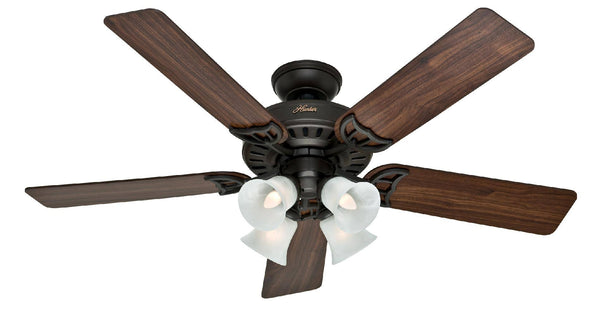 Hunter Studio Series 52" Ceiling Fan with 4-Light Kit - New Bronze - Walnut/Cherry Blades