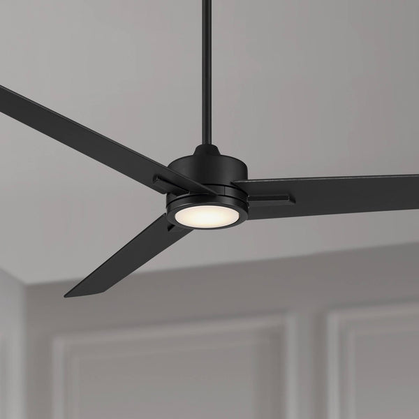 60" Casa Vieja Monte Largo Modern 3 Blade Indoor Ceiling Fan with Dimmable LED Light Remote Control Matte Black for Living Room Kitchen House