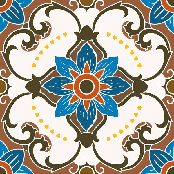Poromoro Spanish Portuguese Azulejo Style Peel and Stick Backsplash Tile Stickers Set of 16 Pcs (5.9, 54)