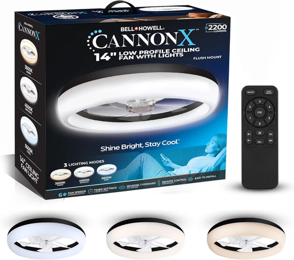 Cannonx 14 Low Profile Ceiling Fans with Lights and Remote, Modern Fandelier Ceiling Fan