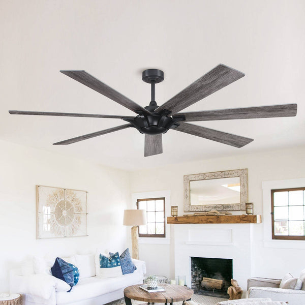 Farmhouse Reversible 7 - Blade Outdoor Ceiling Fan - 72", Black