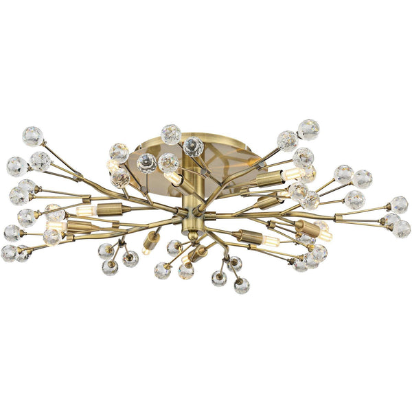 Possini Euro Design Ceiling Light Semi Flush Mount Fixture LED Brass 27 1/2" Wide 10-Light Crystal Berry for Living Room