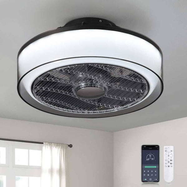Antoine HD-FSD - 68 16 in. Modern Dimmable Integrated LED Indoor Smoky Gray Smart Enclosed Ceiling Fan with Remote
