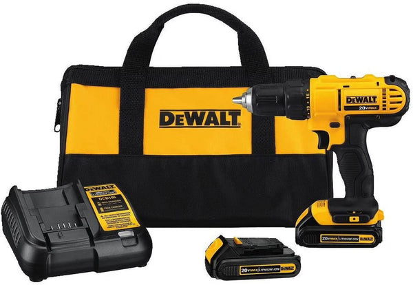 DEWALT 20V Max Cordless Drill/Driver Kit, Compact, 1/2 - Inch (DCD771C2), Yellow
