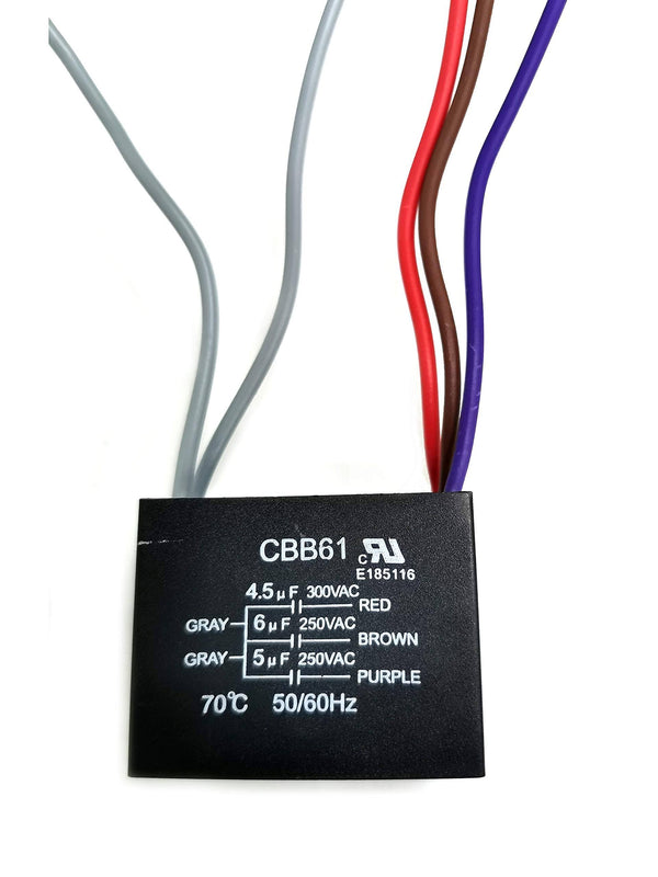 New Ceiling Fan Capacitor CBB61 4.5uF + 6uf + 5uf 5 Wire 250V