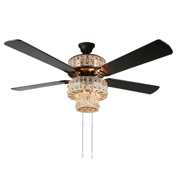 River of Goods Glam 52 inch Width Crystal Double - lit LED Ceiling Fan, Amber