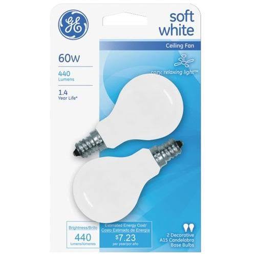 GE Soft White Ceiling Fan Bulb, 60 W - 2 pack