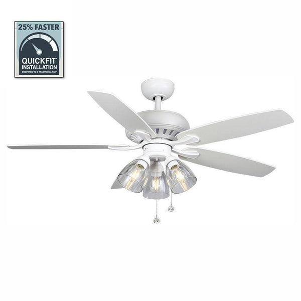 Hampton Bay Rockport 52 in. Matte White Ceiling Fan with LED Light Kit