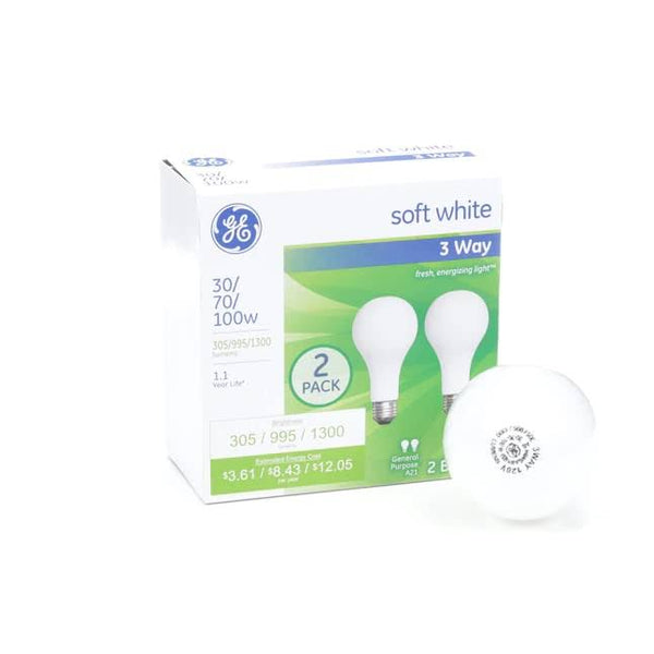 GE Classic 70 - Watt Dimmable 3 - Way Bulb A21 Light Fixture Incandescent Light Bulb - 2 ct 32299