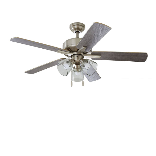 Better Homes & Gardens 52 inch Nickel Coastal Ceiling Fan, 5 Reversible Blade, 3 LED Bulbs Included